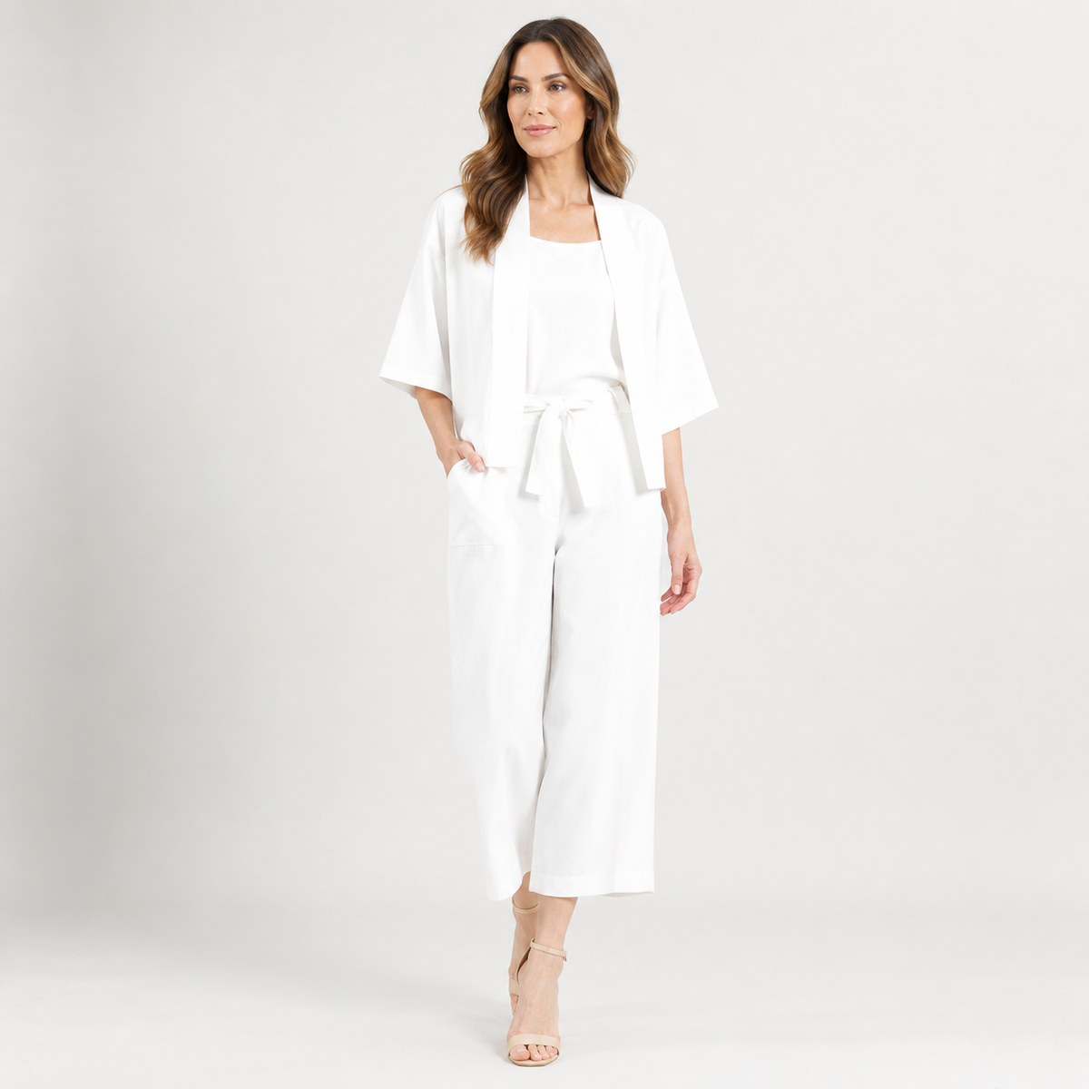 Clara Sunwoo Premium - Linen Knit - Hi-Low Pocket Cardigan Jacket - Ivory - Final Sale!