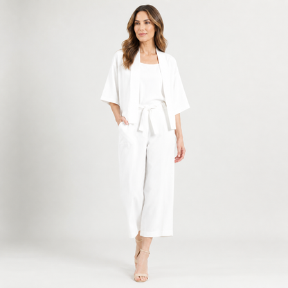 Clara Sunwoo Premium - Linen Knit - Hi-Low Pocket Cardigan Jacket - Ivory - Final Sale!