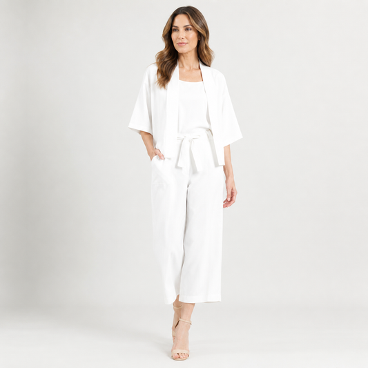 Clara Sunwoo Premium - Linen Knit - Hi-Low Pocket Cardigan Jacket - Ivory - Final Sale!