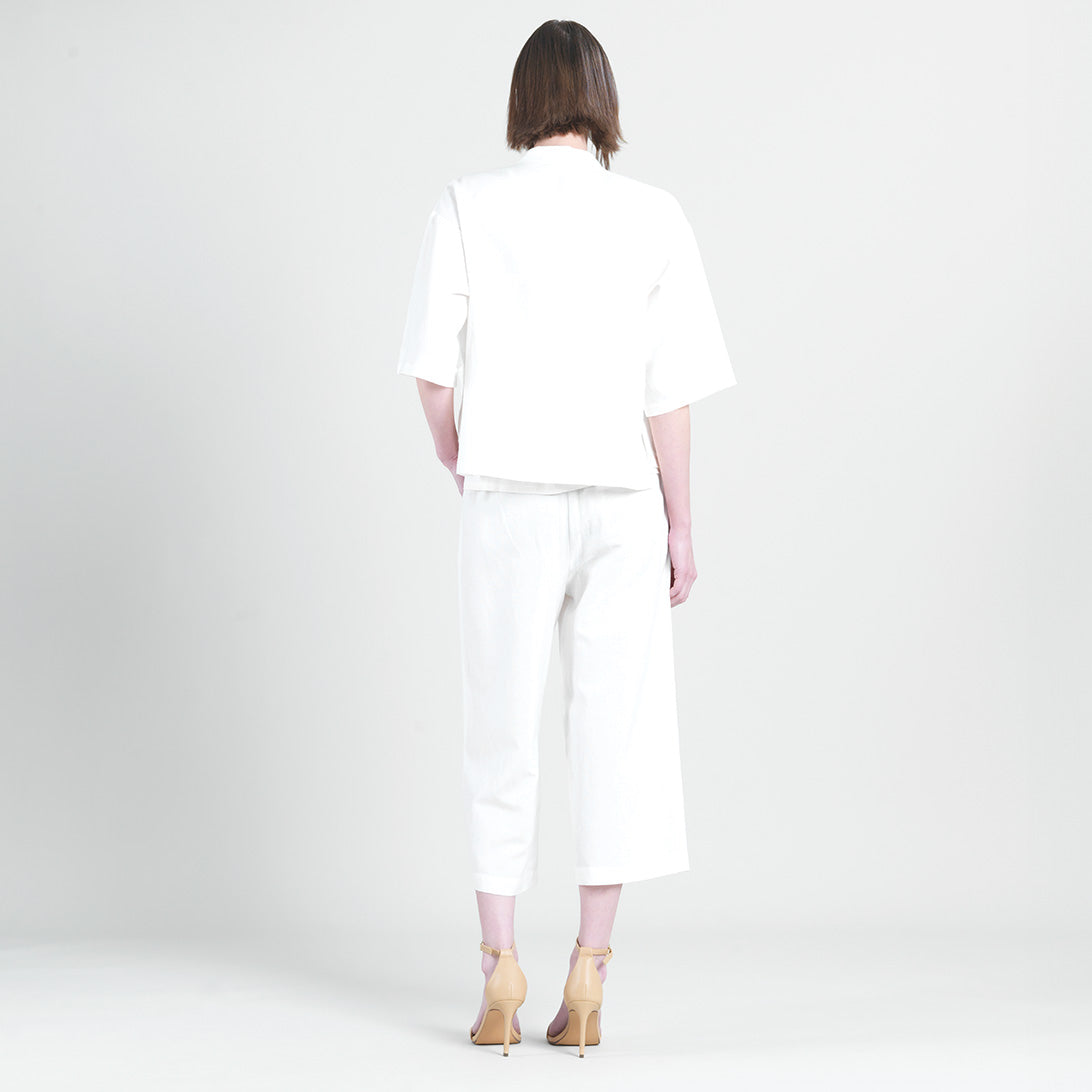 Clara Sunwoo Premium - Linen Knit - Hi-Low Pocket Cardigan Jacket - Ivory - Final Sale!
