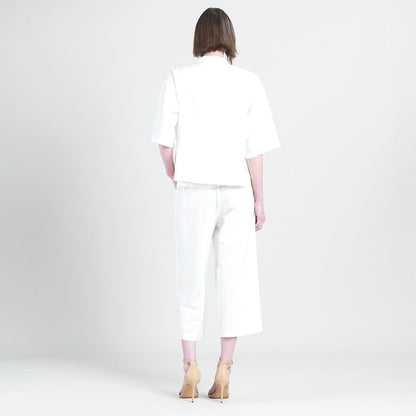 Clara Sunwoo Premium - Linen Knit - Hi-Low Pocket Cardigan Jacket - Ivory - Final Sale!