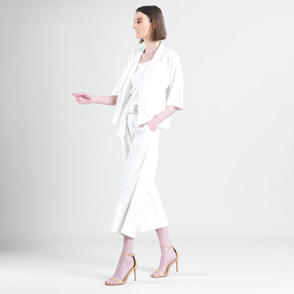 Clara Sunwoo Premium - Linen Knit - Hi-Low Pocket Cardigan Jacket - Ivory - Final Sale!