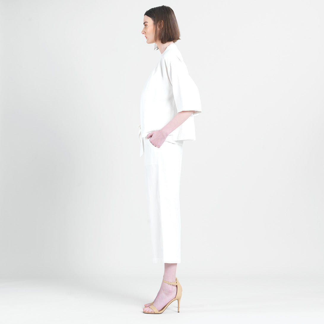 Clara Sunwoo Premium - Linen Knit - Hi-Low Pocket Cardigan Jacket - Ivory - Final Sale!