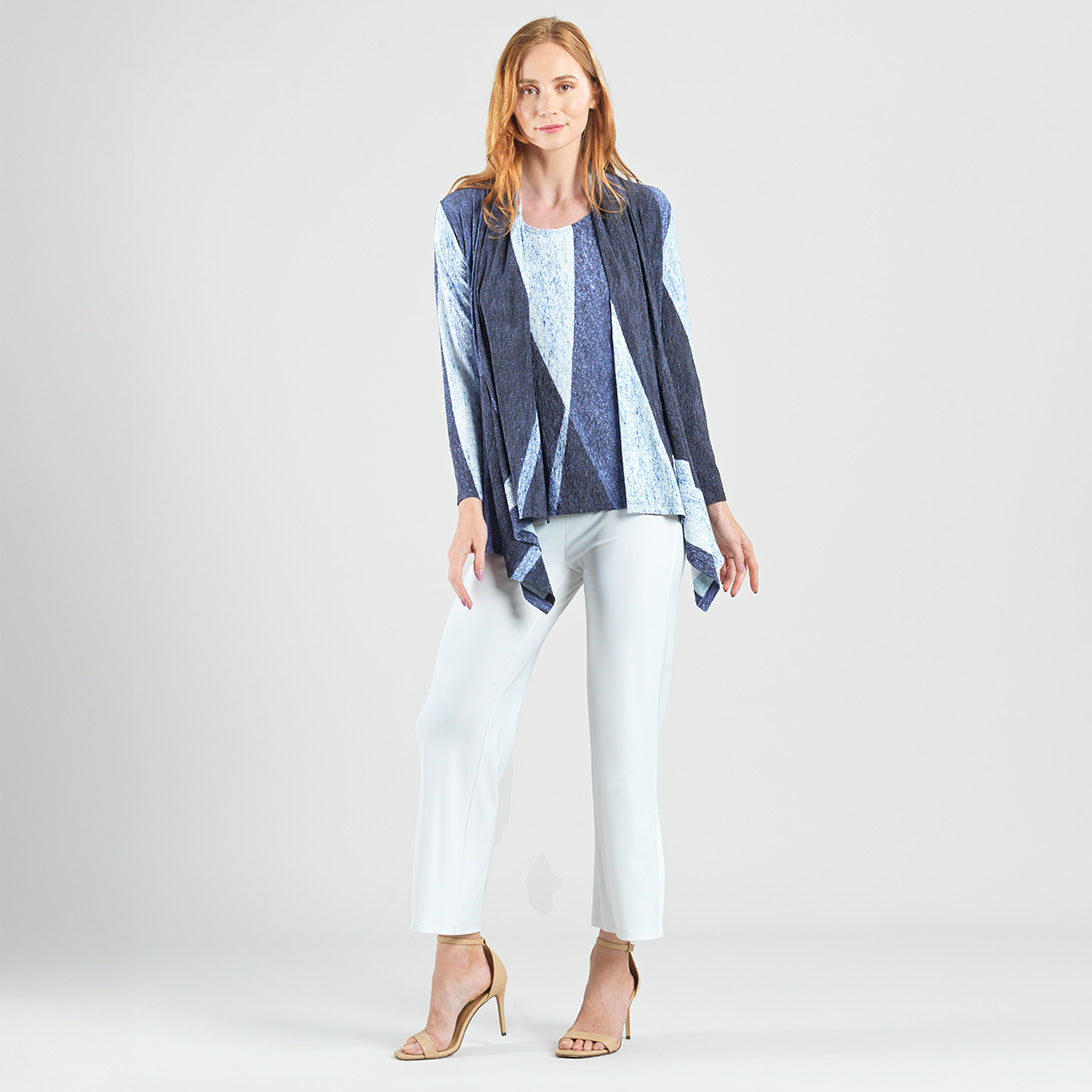 Clara Sunwoo Latest - Silky Pleat - 2pc Draped Cardigan & Tank Twinset - Lunar Stripe - Final Sale