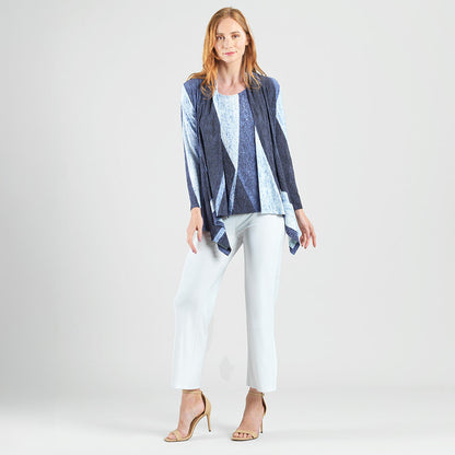 Clara Sunwoo Latest - Silky Pleat - 2pc Draped Cardigan & Tank Twinset - Lunar Stripe - Final Sale