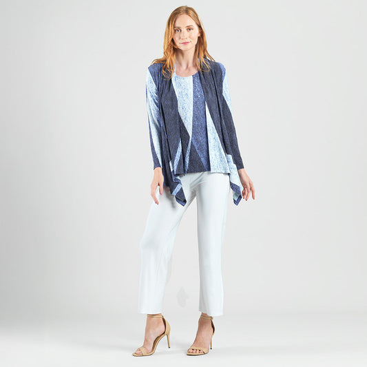 Clara Sunwoo Latest - Silky Pleat - 2pc Draped Cardigan & Tank Twinset - Lunar Stripe - Final Sale