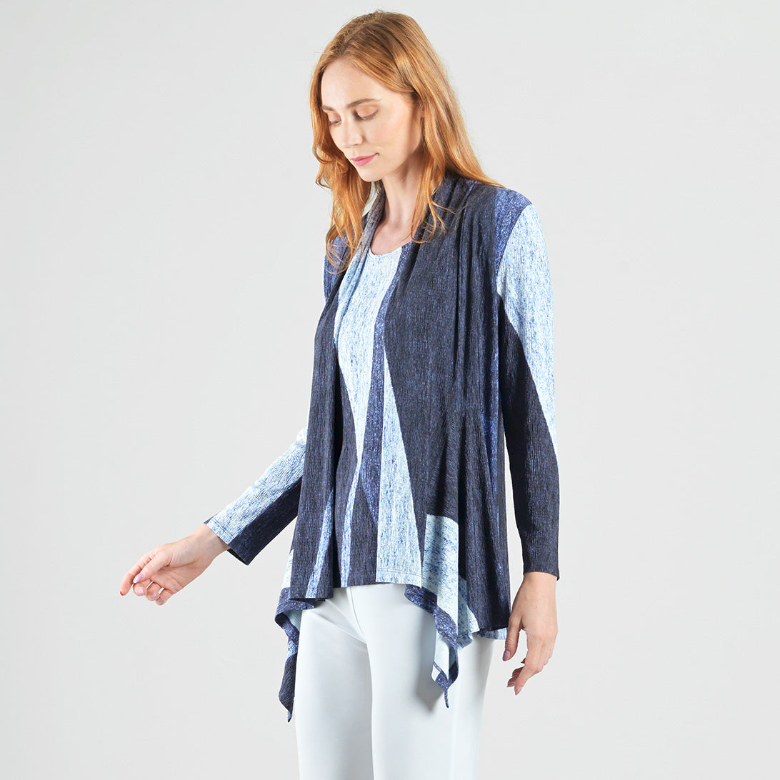 Clara Sunwoo Latest - Silky Pleat - 2pc Draped Cardigan & Tank Twinset - Lunar Stripe - Final Sale