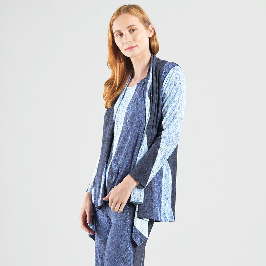 Clara Sunwoo Latest - Silky Pleat - 2pc Draped Cardigan & Tank Twinset - Lunar Stripe - Final Sale