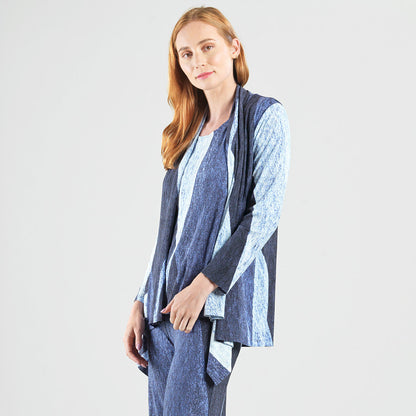 Clara Sunwoo Latest - Silky Pleat - 2pc Draped Cardigan & Tank Twinset - Lunar Stripe - Final Sale