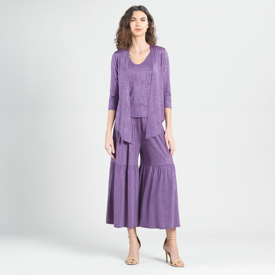 Clara Sunwoo New - Crushed Silk Knit - Cardigan, Tank, Skirt-Pant 3pc Set - Plum - Final Sale!