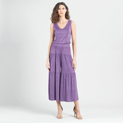 Clara Sunwoo New - Crushed Silk Knit - Cardigan, Tank, Skirt-Pant 3pc Set - Plum - Final Sale!