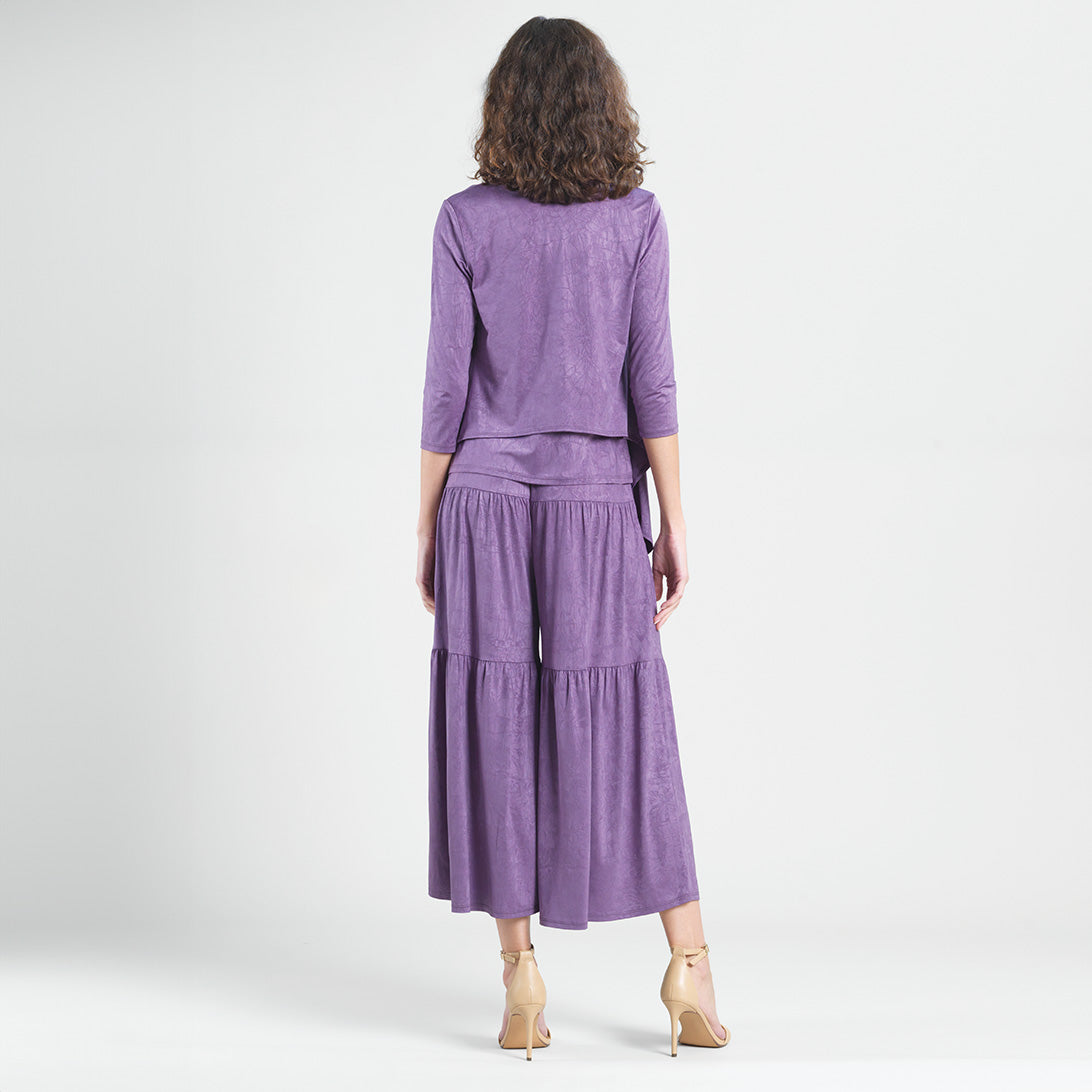 Clara Sunwoo New - Crushed Silk Knit - Cardigan, Tank, Skirt-Pant 3pc Set - Plum - Final Sale!