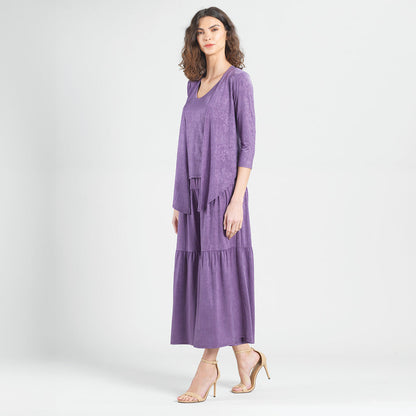 Clara Sunwoo New - Crushed Silk Knit - Cardigan, Tank, Skirt-Pant 3pc Set - Plum - Final Sale!