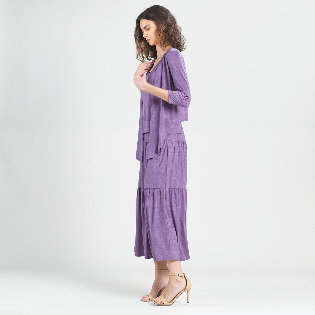 Clara Sunwoo New - Crushed Silk Knit - Cardigan, Tank, Skirt-Pant 3pc Set - Plum - Final Sale!