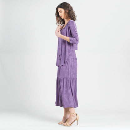 Clara Sunwoo New - Crushed Silk Knit - Cardigan, Tank, Skirt-Pant 3pc Set - Plum - Final Sale!