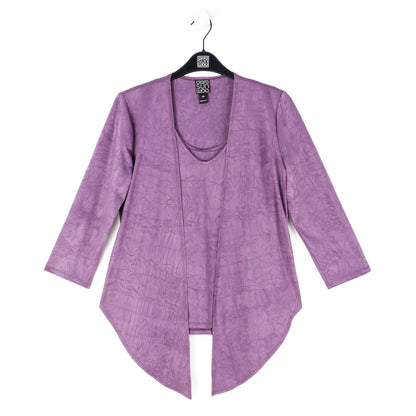 Clara Sunwoo New - Crushed Silk Knit - Cardigan, Tank, Skirt-Pant 3pc Set - Plum - Final Sale!