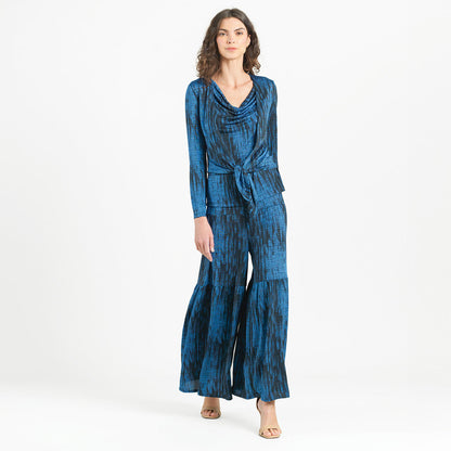 Clara Sunwoo Recommended - Crinkle Pleat Knit - 2pc Cardigan & Cowl Tank Twinset - Water Ripple-Cobalt - Final Sale!