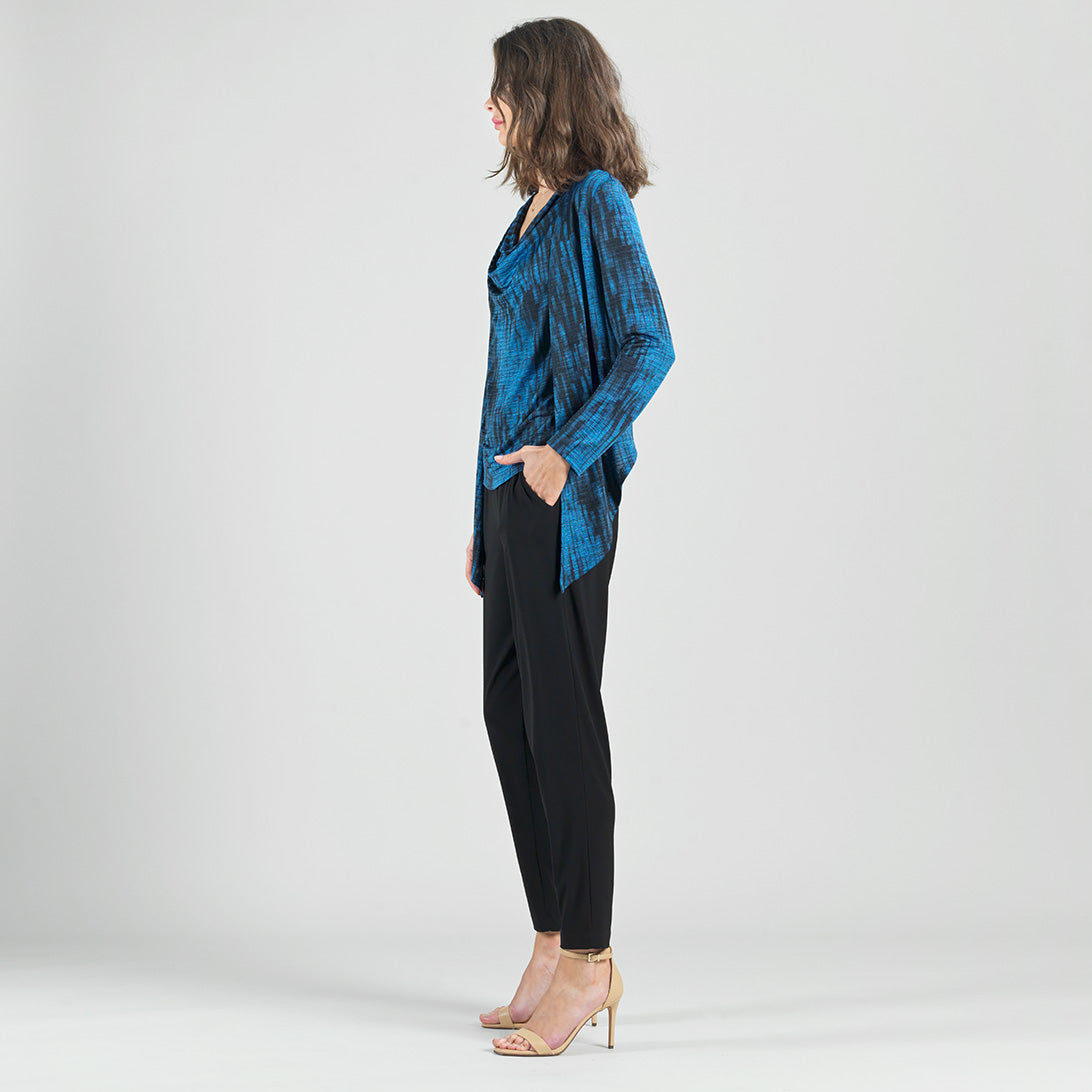Clara Sunwoo Recommended - Crinkle Pleat Knit - 2pc Cardigan & Cowl Tank Twinset - Water Ripple-Cobalt - Final Sale!