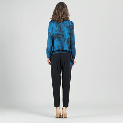 Clara Sunwoo Recommended - Crinkle Pleat Knit - 2pc Cardigan & Cowl Tank Twinset - Water Ripple-Cobalt - Final Sale!