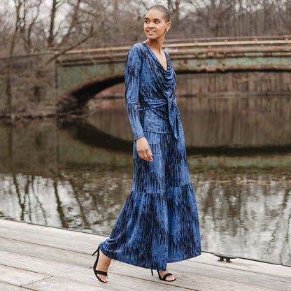 Clara Sunwoo Recommended - Crinkle Pleat Knit - 2pc Cardigan & Cowl Tank Twinset - Water Ripple-Cobalt - Final Sale!