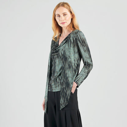 Clara Sunwoo Exclusive - Crinkle Pleat Knit - 2pc Cardigan & Cowl Tank Twinset - Water Ripple-Olive - Final Sale!