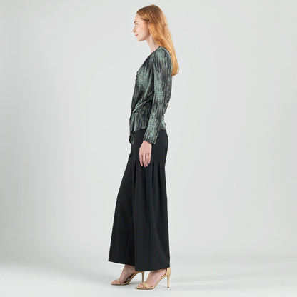 Clara Sunwoo Exclusive - Crinkle Pleat Knit - 2pc Cardigan & Cowl Tank Twinset - Water Ripple-Olive - Final Sale!