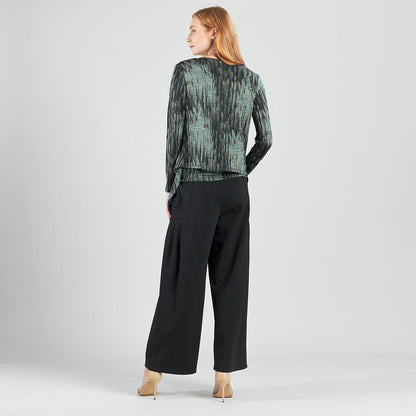 Clara Sunwoo Exclusive - Crinkle Pleat Knit - 2pc Cardigan & Cowl Tank Twinset - Water Ripple-Olive - Final Sale!