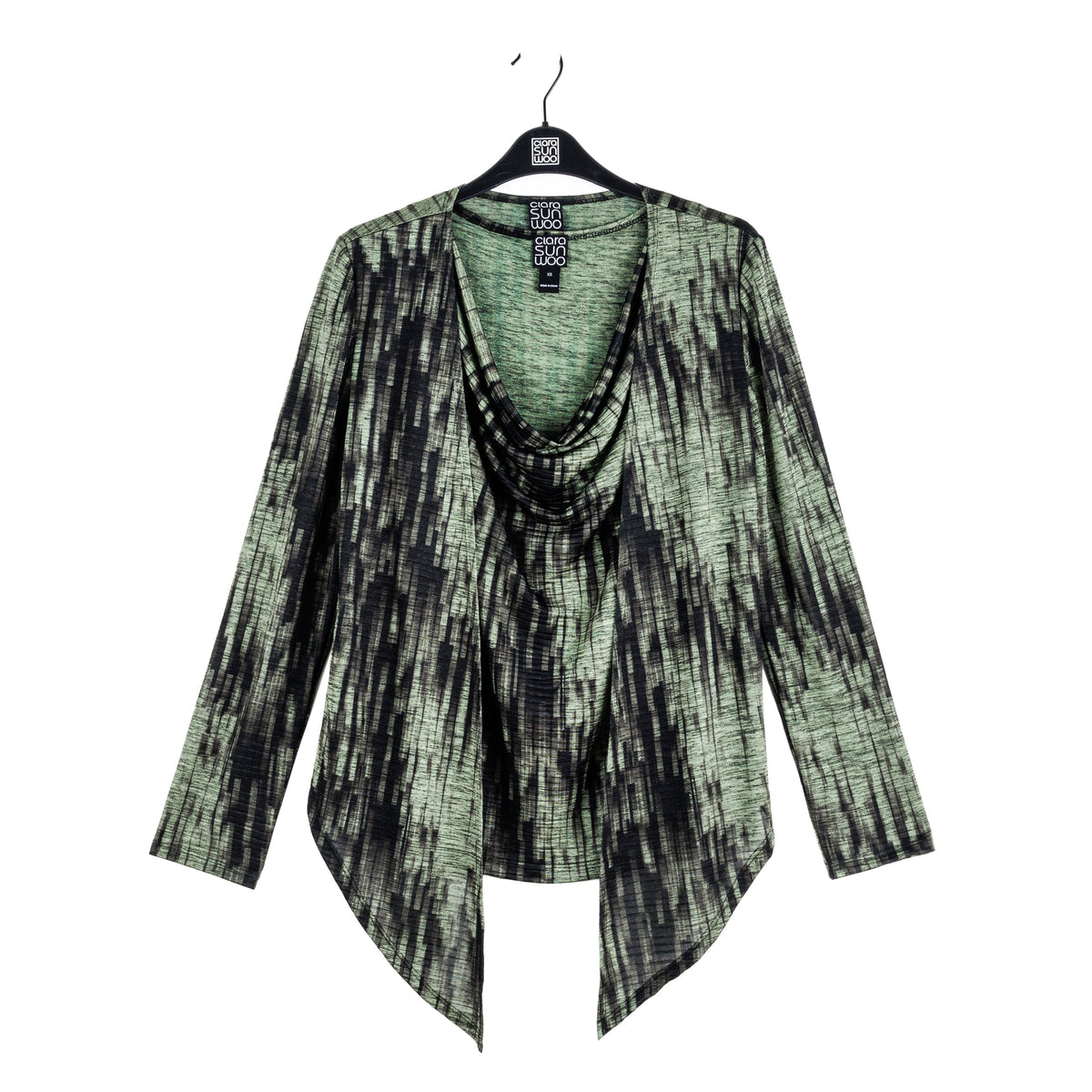 Clara Sunwoo Exclusive - Crinkle Pleat Knit - 2pc Cardigan & Cowl Tank Twinset - Water Ripple-Olive - Final Sale!