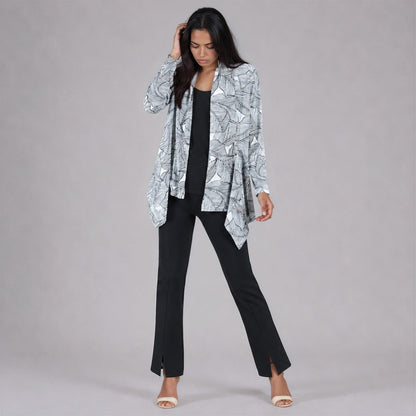 Clara Sunwoo Smart Buy - Pleated Knit - Drape Tunic Cardigan - Artistic Leaf - Final Sale