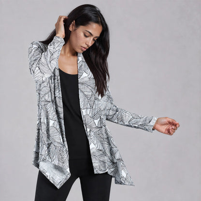 Clara Sunwoo Smart Buy - Pleated Knit - Drape Tunic Cardigan - Artistic Leaf - Final Sale