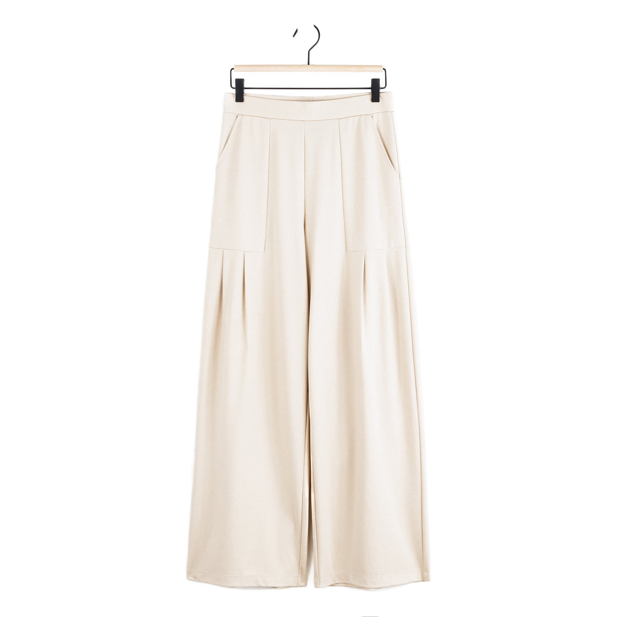 Clara Sunwoo Latest - Rayon-Ponte Knit - Pleated Wide Leg Pocket Pant - Khaki