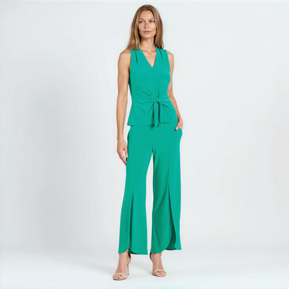 Clara Sunwoo New - Front Slit Ankle Petal Pant - Emerald - Final Sale