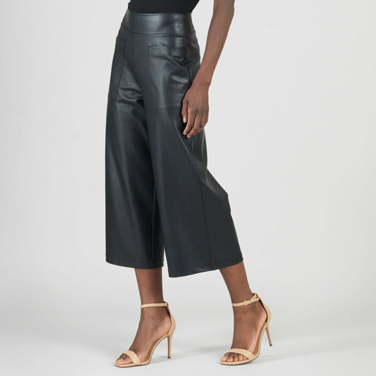 Clara Sunwoo Essential - Liquid Leather™ - Sheen Pocket Gaucho Pant - Black