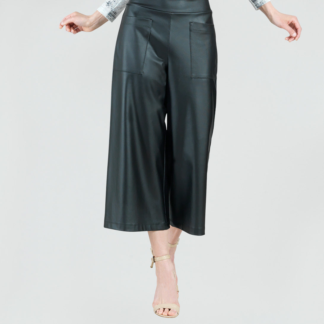 Clara Sunwoo Essential - Liquid Leather™ - Sheen Pocket Gaucho Pant - Black