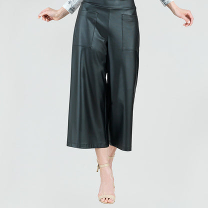 Clara Sunwoo Essential - Liquid Leather™ - Sheen Pocket Gaucho Pant - Black