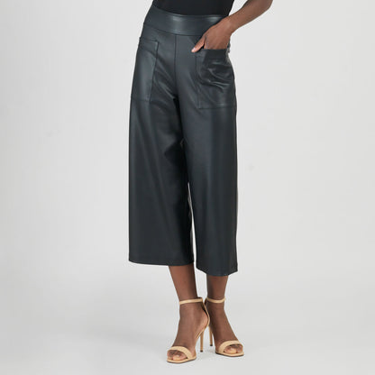 Clara Sunwoo Essential - Liquid Leather™ - Sheen Pocket Gaucho Pant - Black