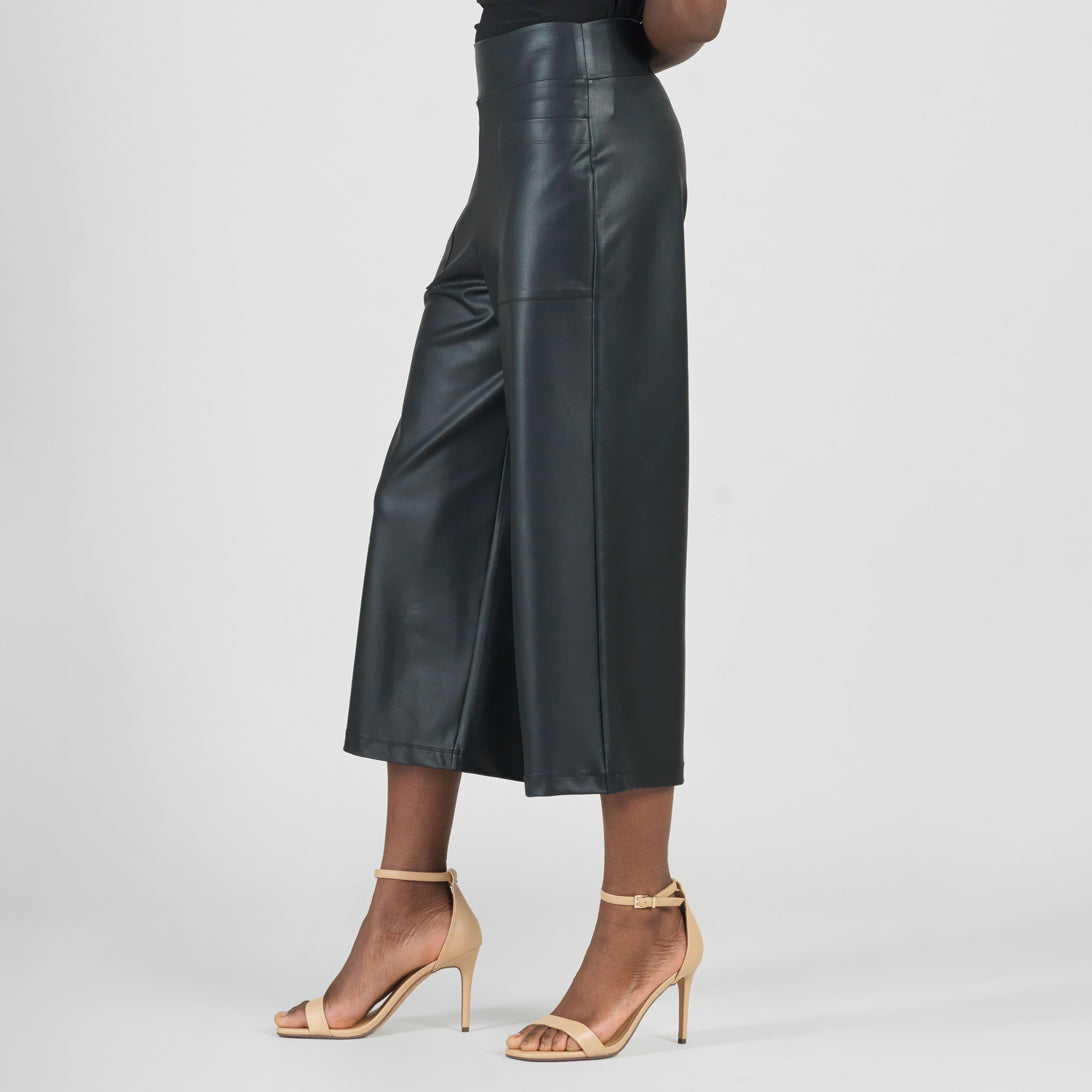 Clara Sunwoo Essential - Liquid Leather™ - Sheen Pocket Gaucho Pant - Black
