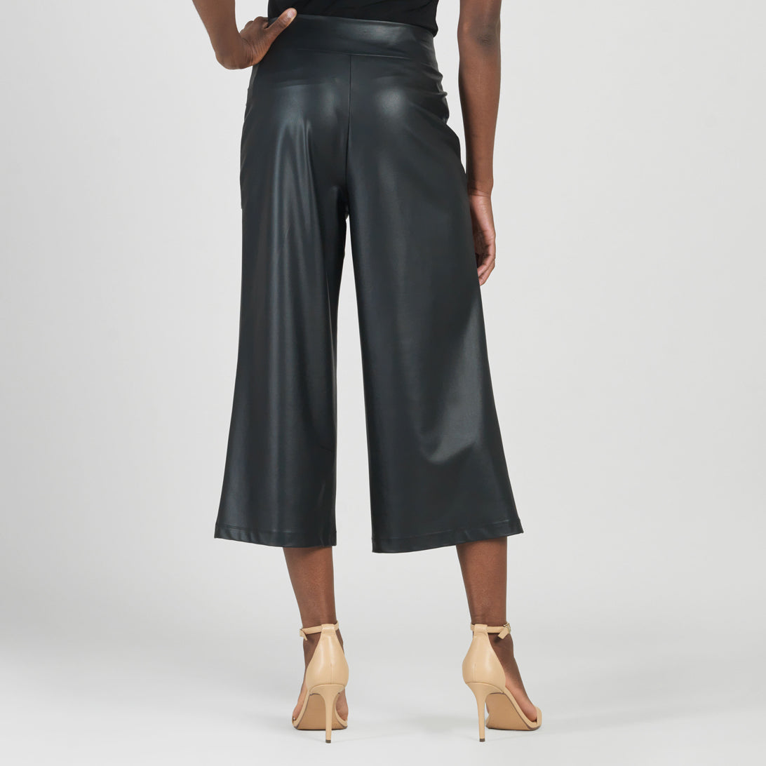 Clara Sunwoo Essential - Liquid Leather™ - Sheen Pocket Gaucho Pant - Black