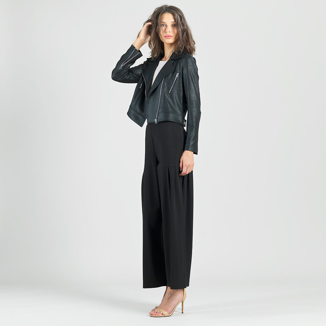 Clara Sunwoo Discount - Rayon-Ponte Knit - Pleated Wide Leg Pocket Pant - Black