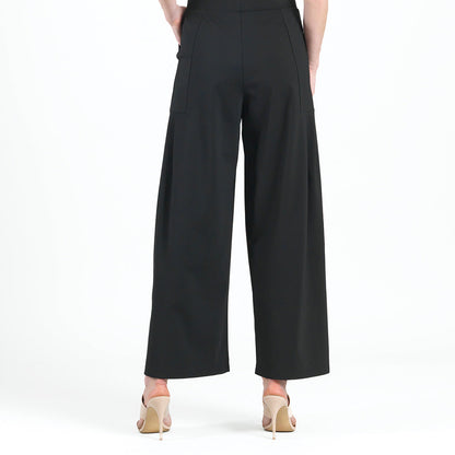 Clara Sunwoo Discount - Rayon-Ponte Knit - Pleated Wide Leg Pocket Pant - Black