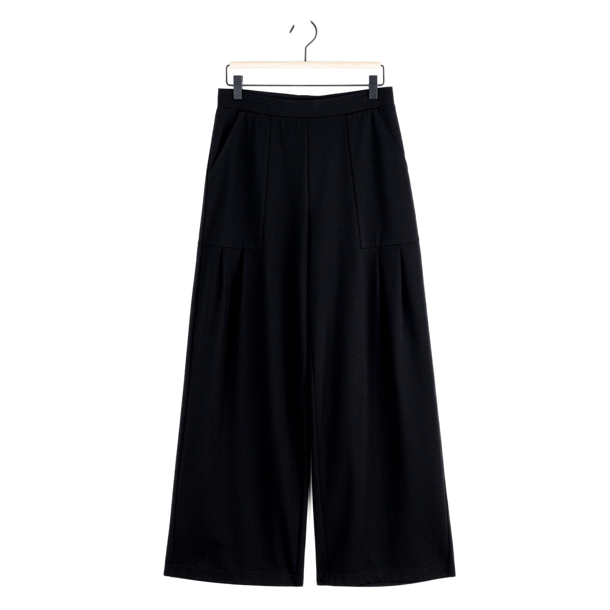 Clara Sunwoo Discount - Rayon-Ponte Knit - Pleated Wide Leg Pocket Pant - Black