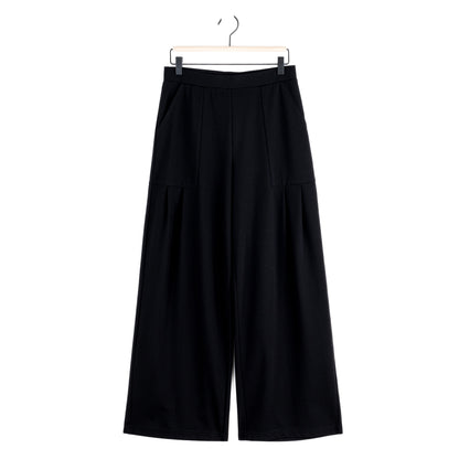 Clara Sunwoo Discount - Rayon-Ponte Knit - Pleated Wide Leg Pocket Pant - Black
