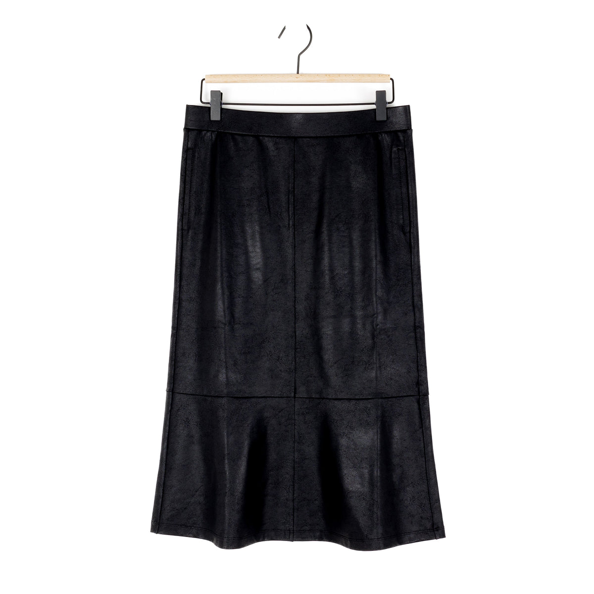 Clara Sunwoo Top Pick - Liquid Leather™ Flounce Midi Skirt - Black