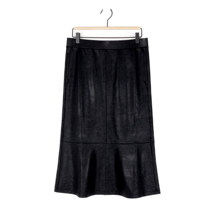 Clara Sunwoo Top Pick - Liquid Leather™ Flounce Midi Skirt - Black