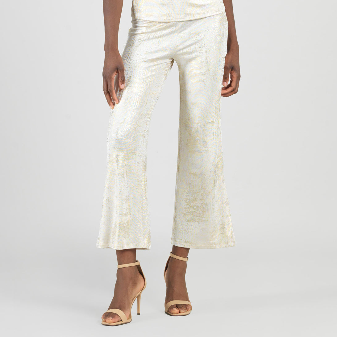 Clara Sunwoo Great Value - Foil Sheen - Side Slit Ankle Pant - Champagne - Limited Sizes
