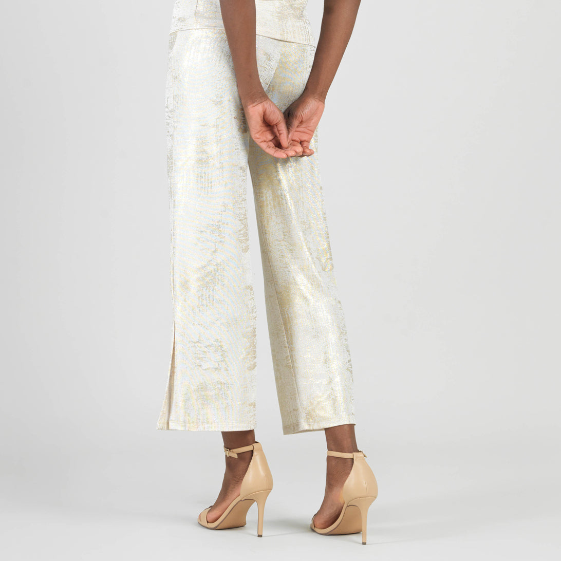 Clara Sunwoo Great Value - Foil Sheen - Side Slit Ankle Pant - Champagne - Limited Sizes