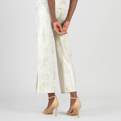 Clara Sunwoo Great Value - Foil Sheen - Side Slit Ankle Pant - Champagne - Limited Sizes