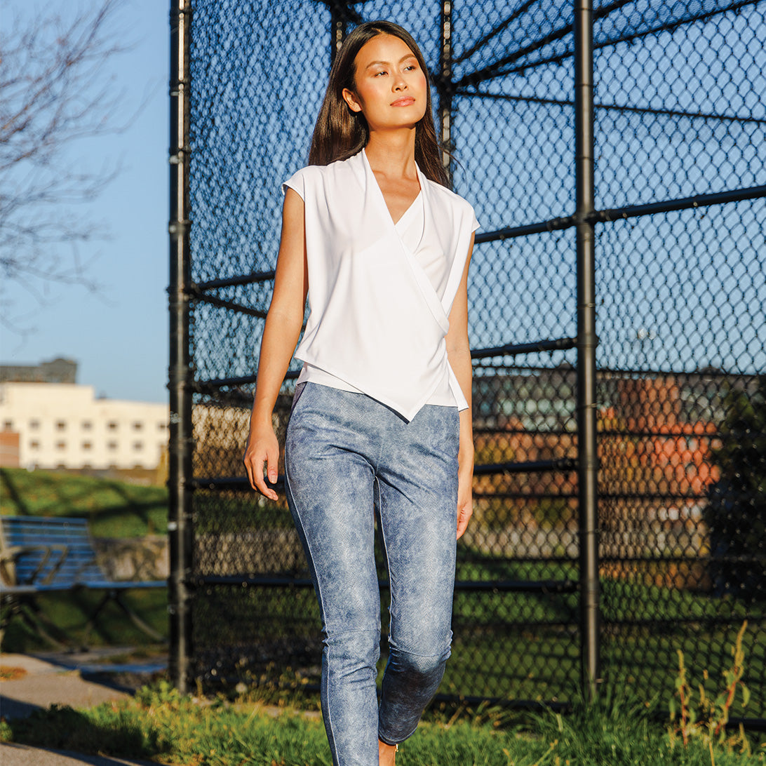 Clara Sunwoo Everyday - Liquid Leather™ - Textured Skinny Pocket Pant - Denim Print - Final Sale!