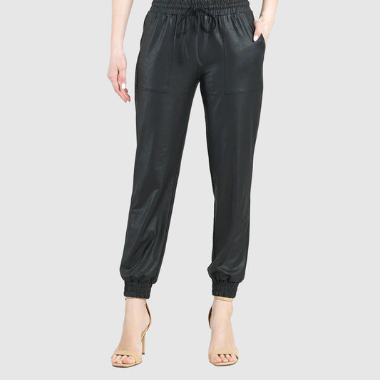 Clara Sunwoo Featured - Liquid Leather™ Drawstring Jogger Pant - Black