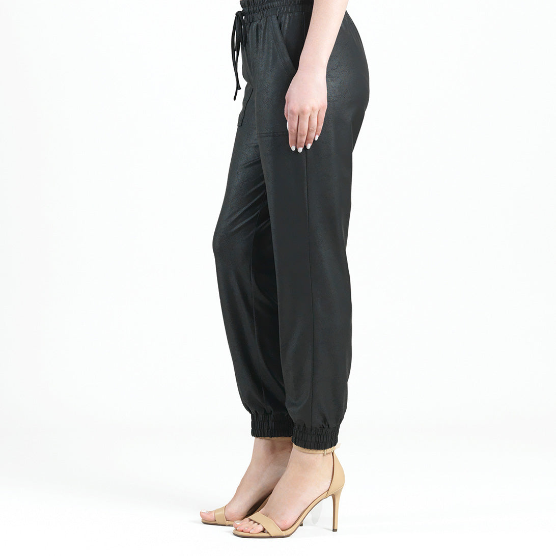 Clara Sunwoo Featured - Liquid Leather™ Drawstring Jogger Pant - Black